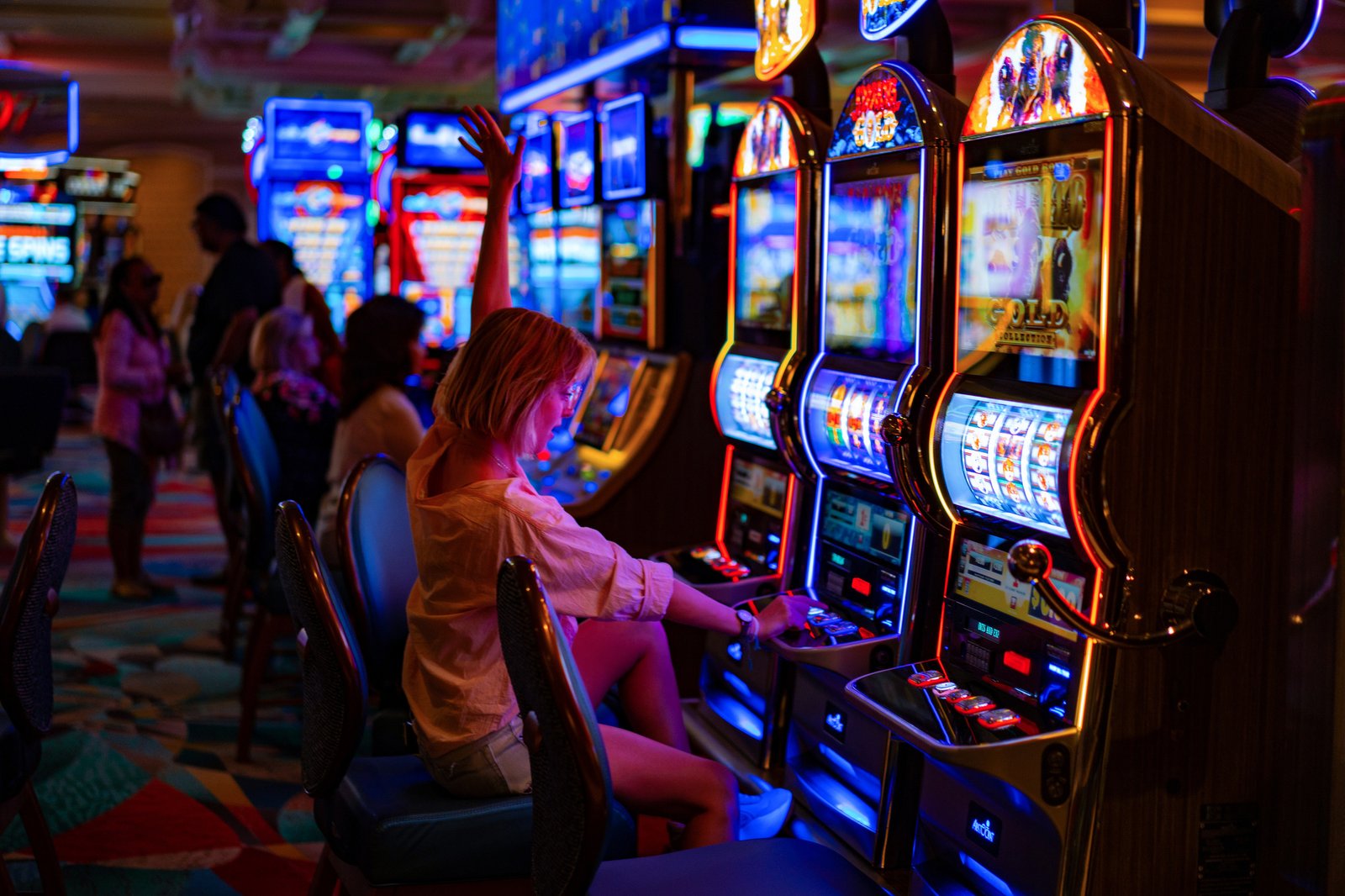 girl in a casino in Las Vegas,<br />the woman plays for the slot machine